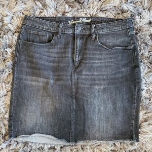 Distressed denim skirt